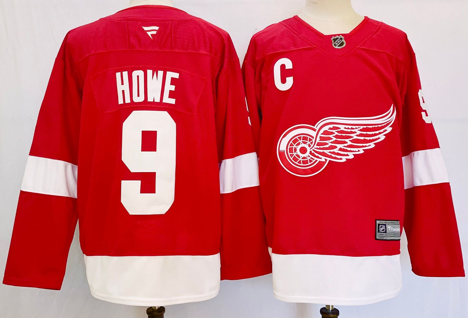 Men Detroit Red Wings #9 Howe Red 2025 Home Premier Player NHL Jersey